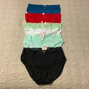 NWT 5(!) Large Victoria’s Secret High Leg Brief Lace Waist Underwear / Panties